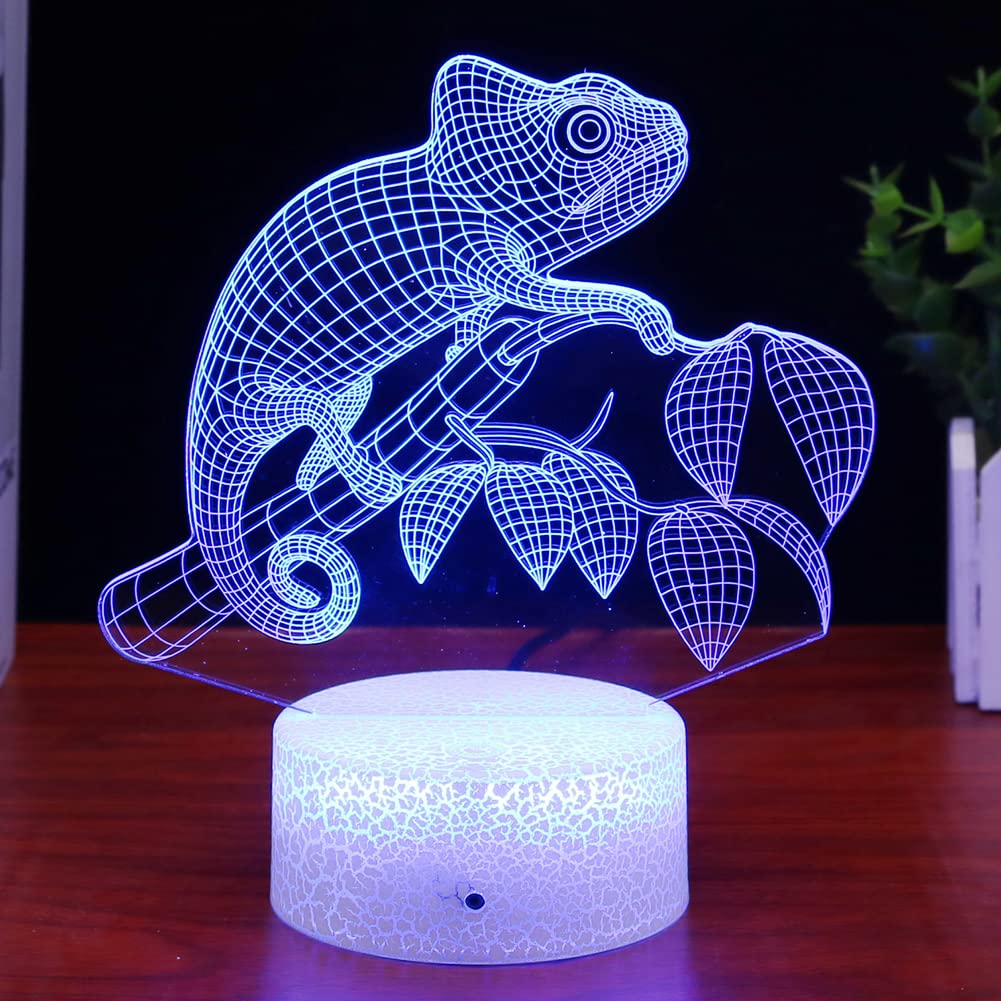 Amazon | 動物 カメレオン 3D イリュージョンランプ トカゲ LED ナイト